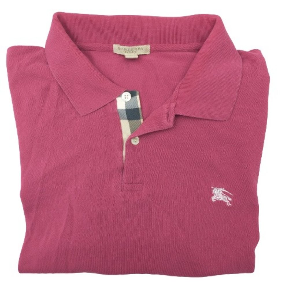 Burberry Brit Pink Nova Check Plaid Trim Polo